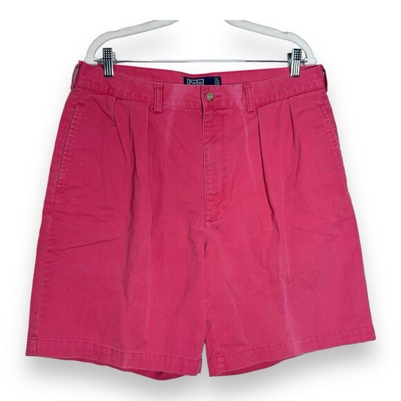 Polo Ralph Lauren Shorts Mens 36 Pleated Tyler Chino Prep Loose Salmon Read - Picture 3 of 11